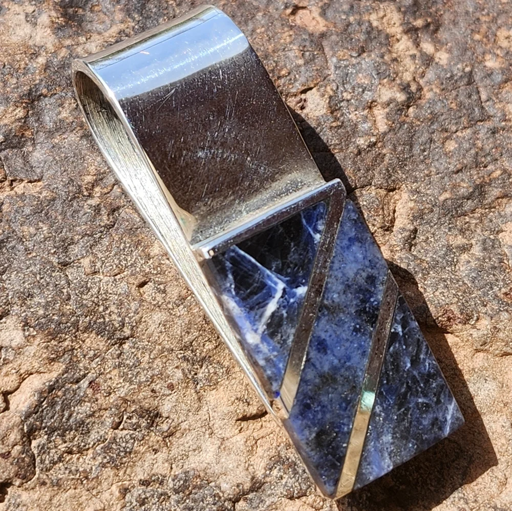 Sterling Silver Sodalite GEMSTONE Money CLIP